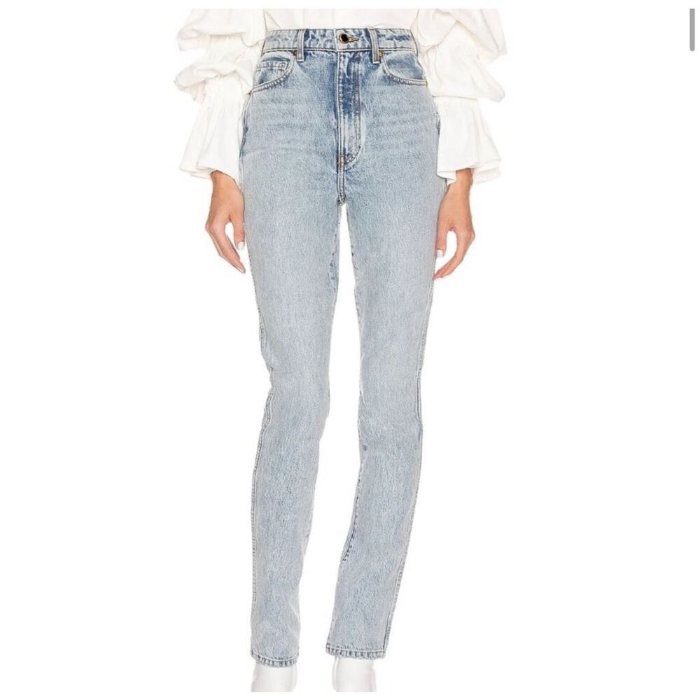 KHAITE Blue Straight Leg Jeans with Vintage Appeal